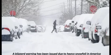 A blizzard warning has been issued due to heavy snowfall in America